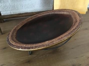 Magnifique bol en poterie asiatique sur pied, déco